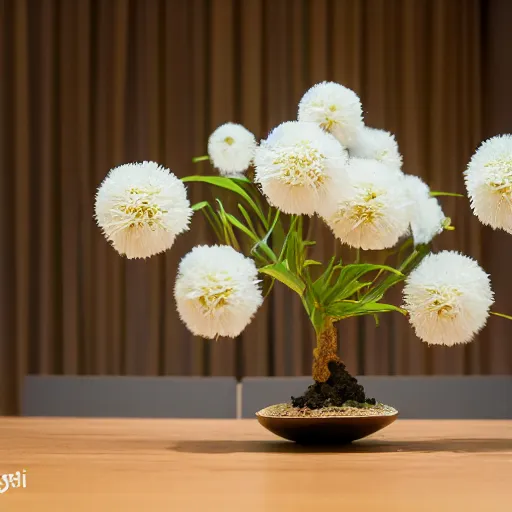 Image similar to a photo of 8k Ikebana, ohararyu, wide angle, sony a7r3, ultra detail, photorealistic, in simple background