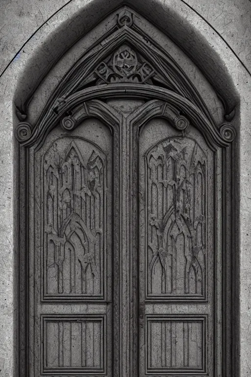 Image similar to cast iron door. mysterious. ominous shapes. photoreal, hyper - detailed. gothic. medieval. octane render