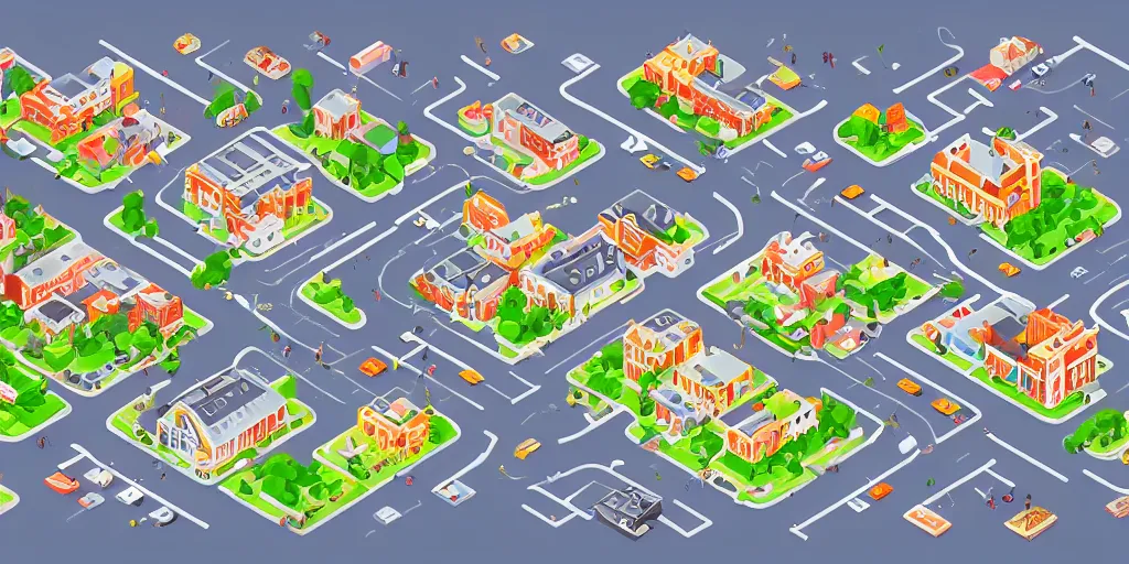 Image similar to cute isometric city