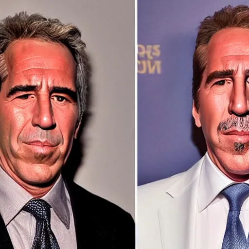 Prompt: Jeffery Epstein peels off his face to reveal Nicholas Cage