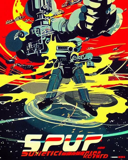 Image similar to pulp sci - fi poster by shigeru komatsuzaki