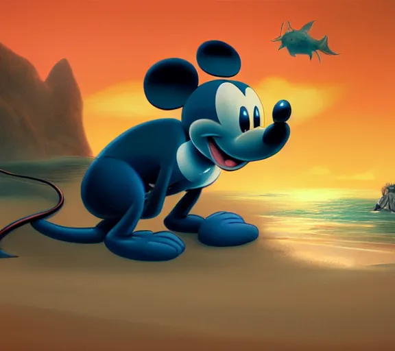 Mickey on the beach Painting by LOIC ZGS