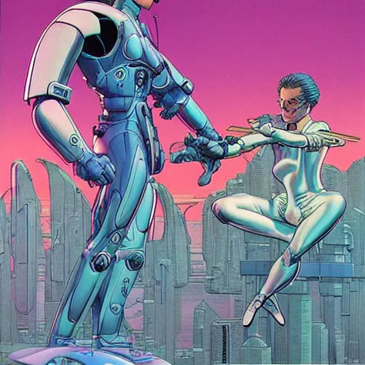 Prompt: retro sci-fi by Mœbius and hajime sorayama