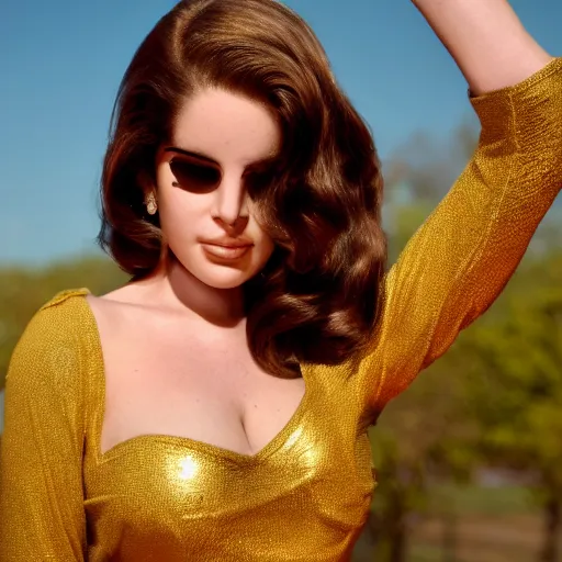 Image similar to golden statue of lana del rey