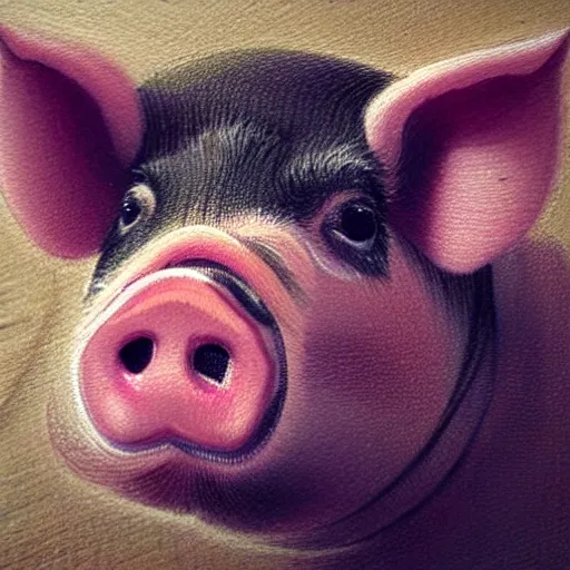 Prompt: face of cutest pig in the world. Artistic. Concept art. Drawing. High details. Cute. Adorable. Piggy