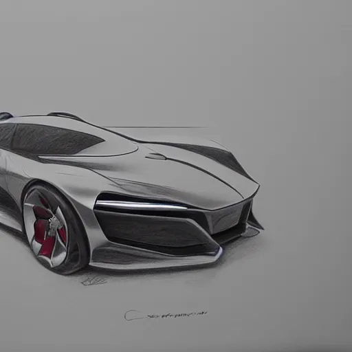 Image similar to concept pencil drawing of a new sport car.