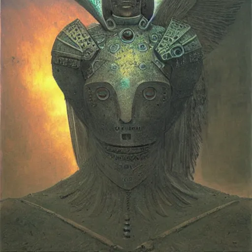 Image similar to arch angel in ancient armor concept, beksinski