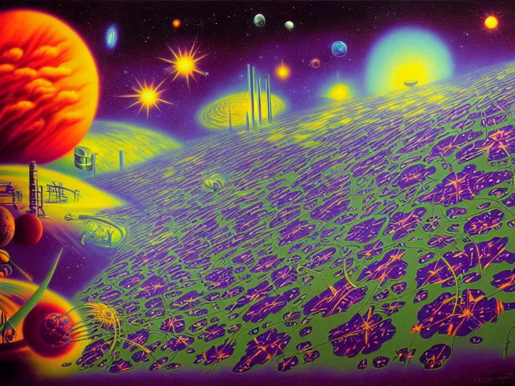 Image similar to a beautiful future for reality simulation, scientists and space flowers, utopian, by david a. hardy, wpa, public works mural, socialist