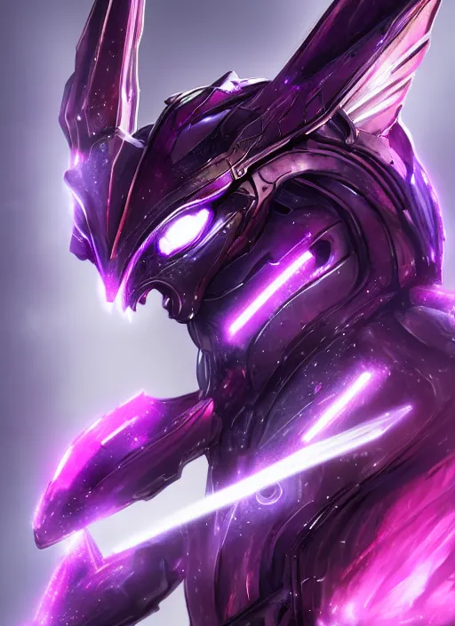 Image similar to cinematic goddess close shot, cosmic sized beautiful stunning elegant hot giant robot mecha female dragon, sharp cyborg dragon head, sharp metal ears, led glowing purple eyes, smooth fuschia skin, smooth silver armor, floating in space, epic proportions, epic scale, macro furry, furry art, dragon art, giantess art, warframe fanart, furaffinity, octane