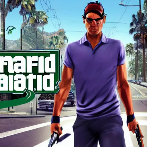 Image similar to Rafael Nadal, GTA V poster