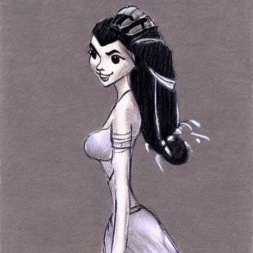 Image similar to milt kahl sketch of victoria justice as princess padme from star wars episode 3