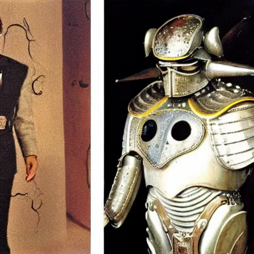 Image similar to mark hamill wearing a suit of armor, salvador dali painting