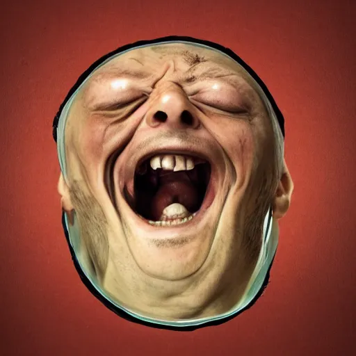 Image similar to a screaming man trapped in a jar