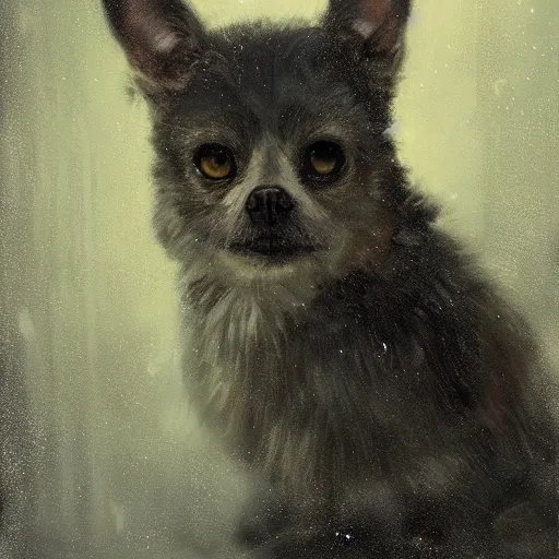 Image similar to detailed cinematic moody colors studio portrait of gizmo in a christmas scene, high quality by jeremy mann, only one head single portrait