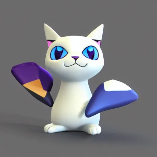 Image similar to 3 d render of a cute electric type cat based pokemon, digital art