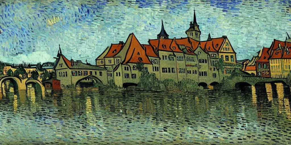 Image similar to Bamberg painted by Van Gogh