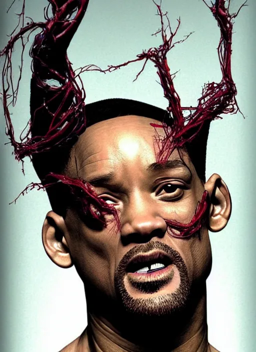 Prompt: will smith as superman, muscles, veins, arteries, intricate, organs, ornate, surreal, ray caesar, john constable, guy denning, dan hillier