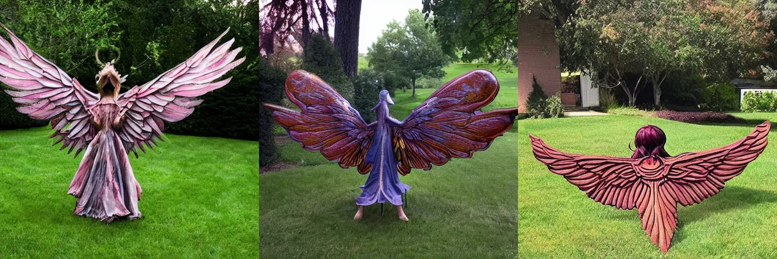 Prompt: < photo hd trending epic > a mystical portal has opened on my lawn, a winged creature emerges < / photo >