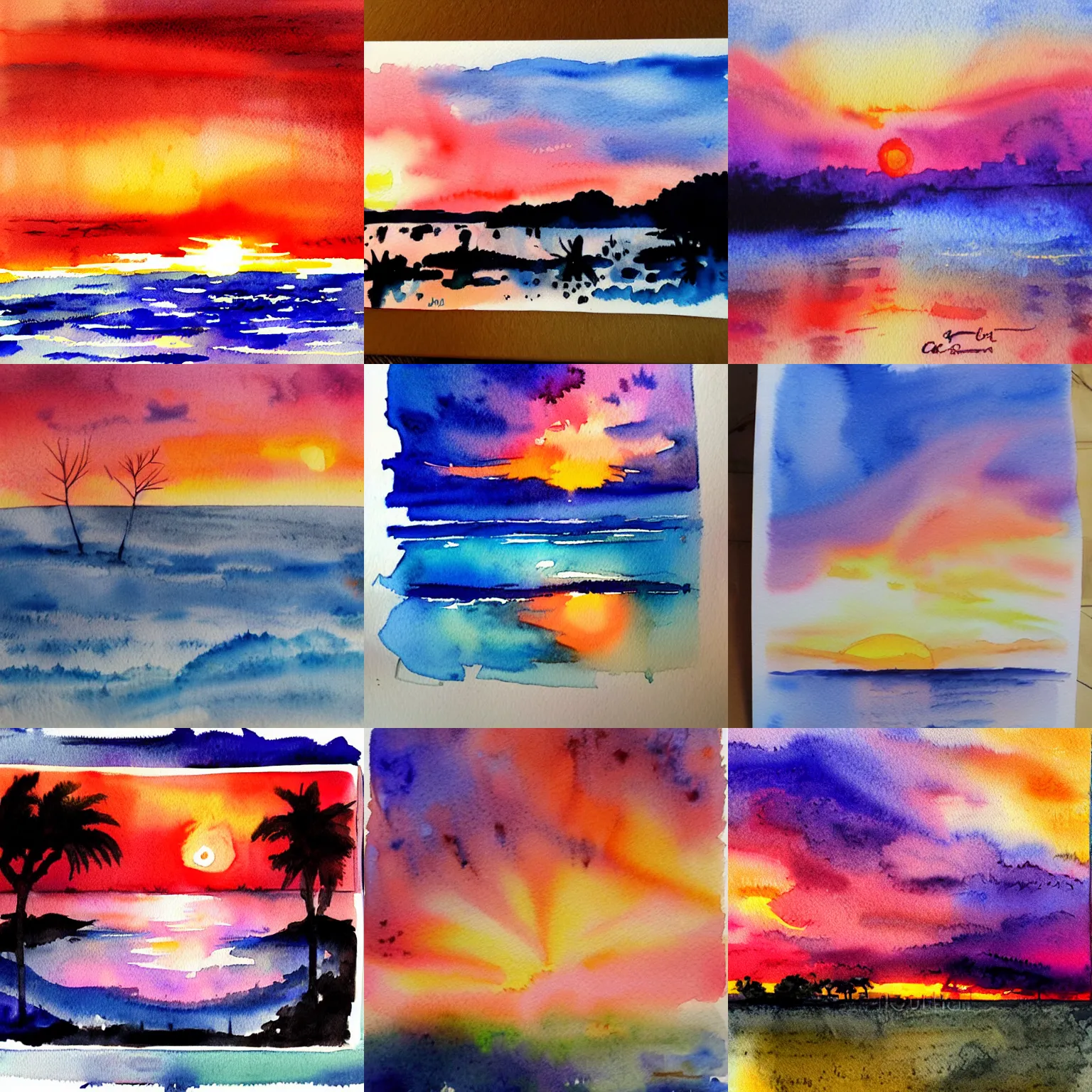 Prompt: sunset watercolor painting.