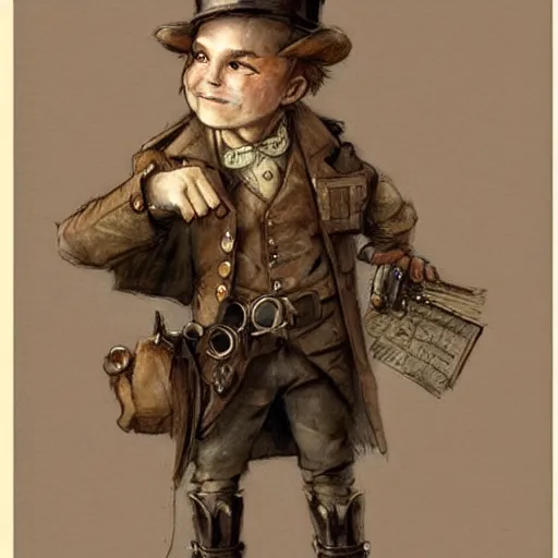 Prompt: by Jean-Baptiste Monge !!!!!!!!!!!!!!!!!!!!!!!!!!! (((((((((portrait of boy dressed as steampunk detective . muted colors.)))))))))