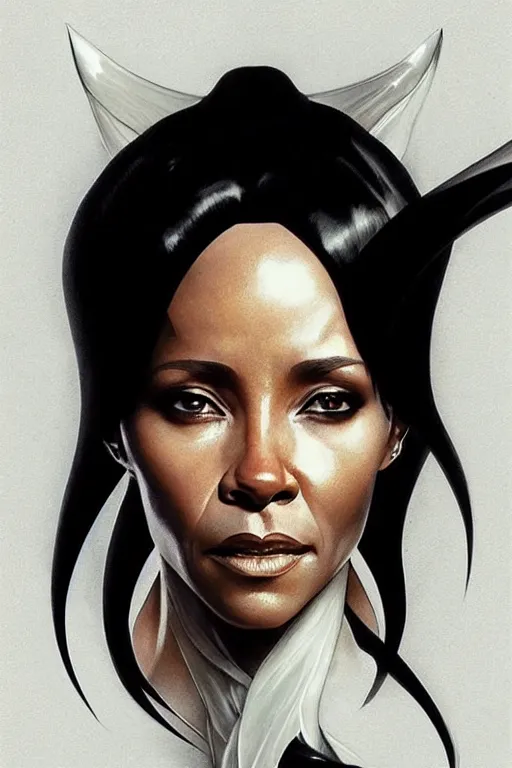 Image similar to young jada pinkett smith as aeon flux profile picture by Greg Rutkowski, the matrix, white hair, dynamic pose, intricate, futuristic, fantasy, elegant, by Stanley Artgerm Lau, greg rutkowski, thomas kindkade, alphonse mucha, loish, norman Rockwell,