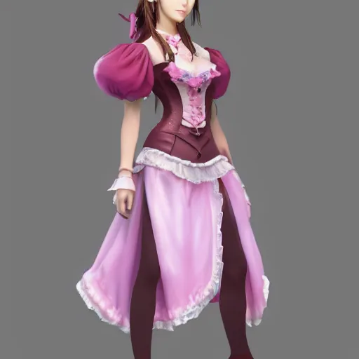 Image similar to full body shot of aerith gainsborough, highly detailed, concept art trending on artstation