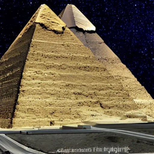 Prompt: Egyptian pyramid space ship