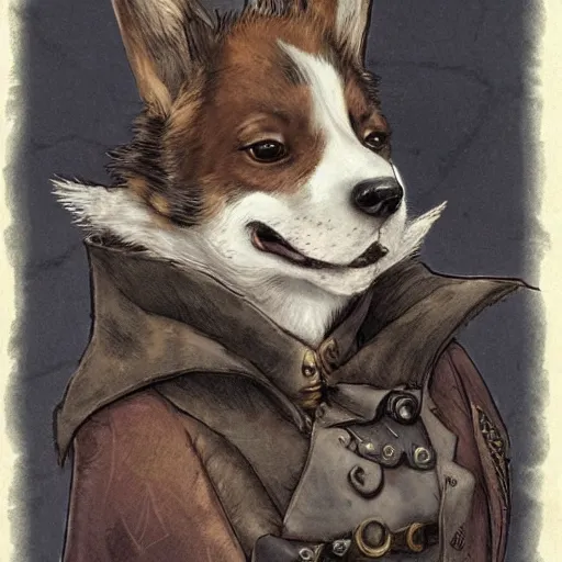 Image similar to a corgi warlock style of jean baptiste monge