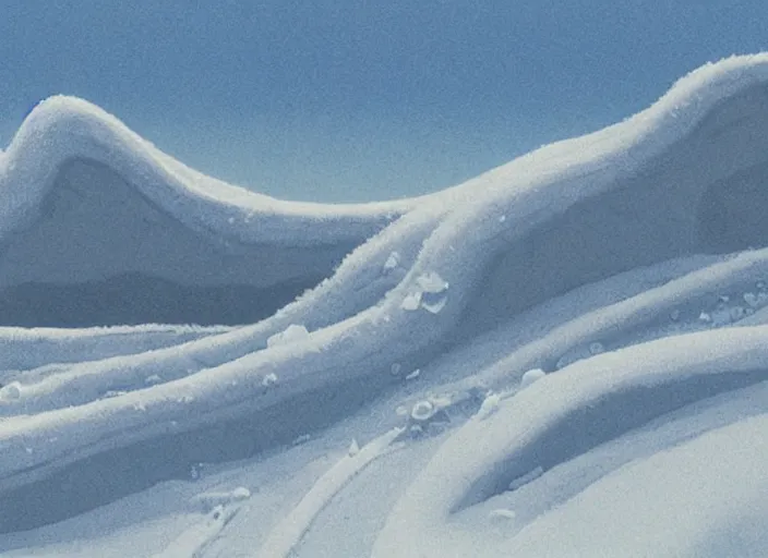 Image similar to stark minimalist frozen creek snowdrift landscape by bill watterson from mulan ( 1 9 9 8 )