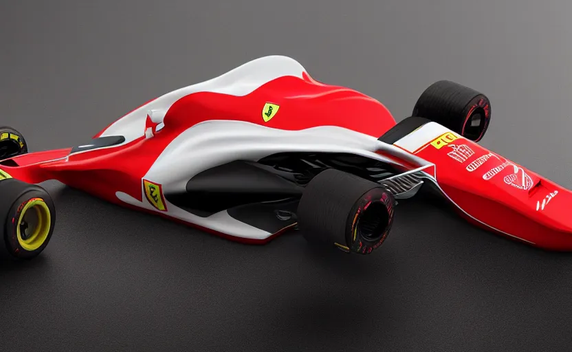 Image similar to retro futuristic ferrari formula 1 car inspired by f 1 2 0 2 1 concept, studio lighting,