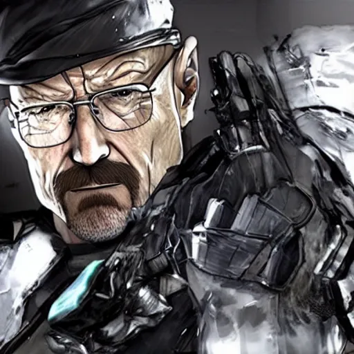 Image similar to Walter White in metal gear rising