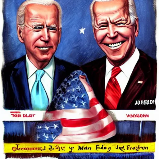 Image similar to freaky presidential portrait of Joe Biden by Ed 'Big Daddy' Roth and Jon McNaughton and Junji Ito