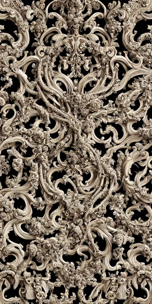 Image similar to the source of future growth dramatic, elaborate emotive Baroque and Rococo styles to emphasise beauty as a transcendental, seamless pattern, symmetrical, 8k image, supersharp, Golden black and white, 3D, no blur, sharp focus, insanely detailed and intricate, Octane render, 8K