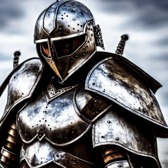 Image similar to photo of a warrior with metal spider themed armour and helmet, highly detailed, 4 k, hdr, smooth, sharp focus, high resolution, award - winning photo