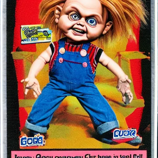 Image similar to chucky good guys doll, garbage pail kids card