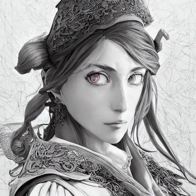 Image similar to the portrait of the lawful evil sorceress lawyer as an absurdly beautiful, graceful, elegant, sophisticated, anime teen, an ultrafine hyperdetailed illustration by kim jung gi, irakli nadar, intricate linework, bright colors, octopath traveler, final fantasy, unreal engine 5 highly rendered, global illumination, radiant light, detailed and intricate environment