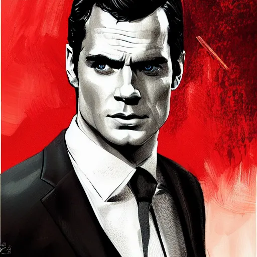 Image similar to henry cavill as james bond, portrait, highly detailed, digital painting, artstation, concept art, sharp focus, illustration, art , style of saturday evening post cover