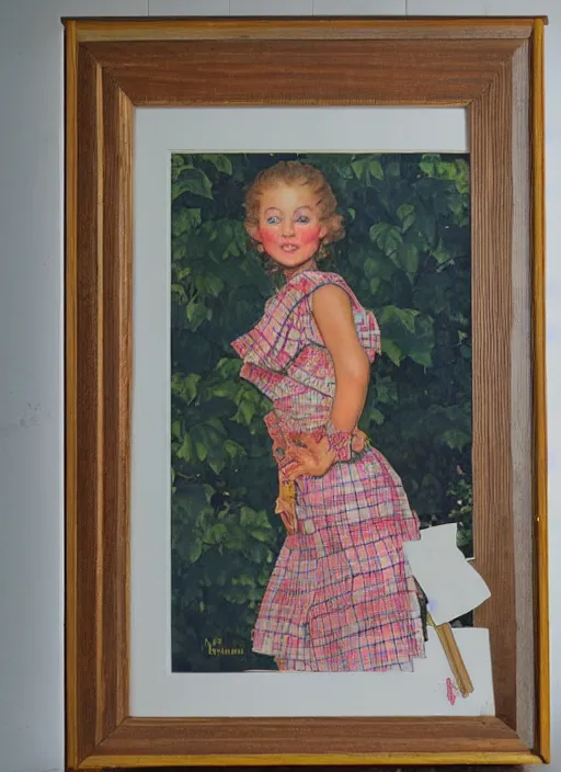 Image similar to a 3 5 copic marker portrait by norman rockwell of a russian girl ultra defined features wearing a cargo weeding dress