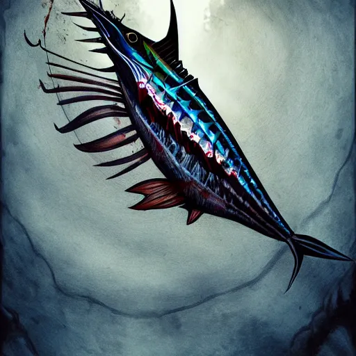 Image similar to zombified tribal sailfish, trending on artstation, ultra fine detailed, hyper detailed, hd, concept art, digital painting