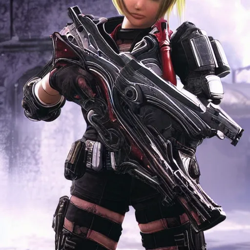 Prompt: gorgeous anime girl in Gears of War
