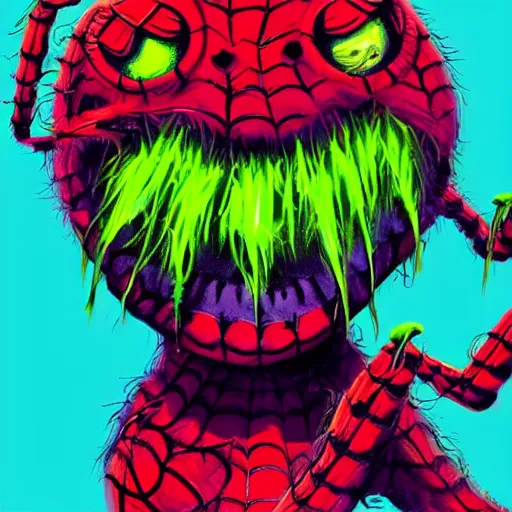 Image similar to a tennis ball monsters, spider, colorful, digital art, fantasy, magic, chalk, trending on artstation, ultra detailed, professional illustration by basil gogos