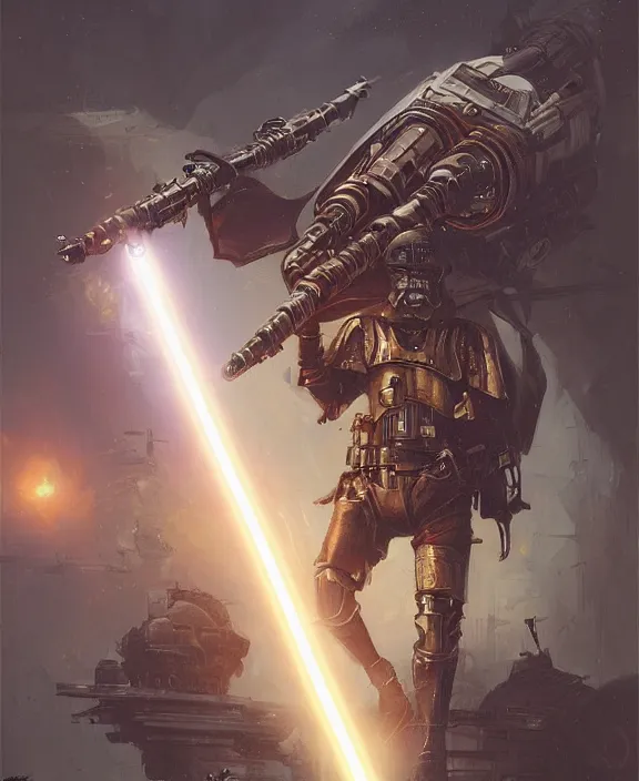 Image similar to a steampunk dieselpunk star wars lightsaber, fantasy, intricate, elegant, highly detailed, colorful, vivid color, digital painting, artstation, concept art, art by greg rutkowski