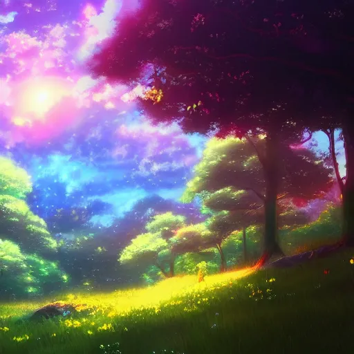 Image similar to a heavenly dream view from the interior of my cozy dream world filled with color from a Makoto Shinkai oil on canvas inspired pixiv dreamy scenery art majestic fantasy scenery fantasy pixiv scenery art inspired by magical fantasy exterior