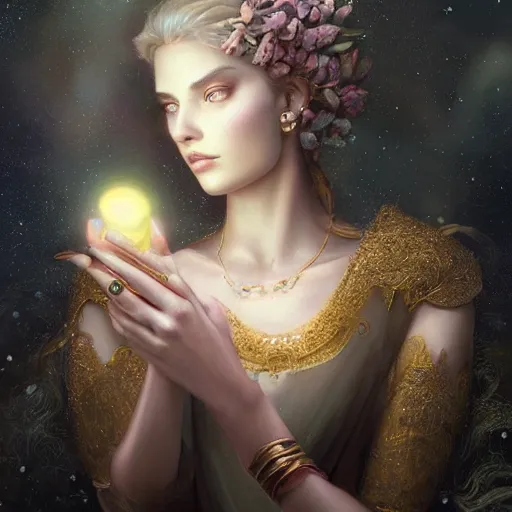 Prompt: a beautiful digital painting of a princess, princess, the moon behind her, intricate, cinematic lighting, highly detailed, digital painting, concept art, smooth, sharp focus, illustration, art by tom bagshaw, artgerm and greg rutkowski - 1 0 0 k