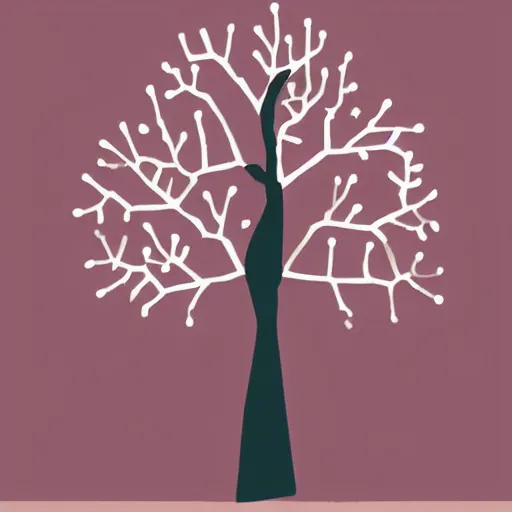 Prompt: handmade winter tree illustration flat minimal rustic in the style of ‘ laura horn ’