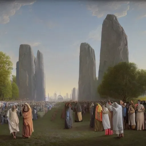 Prompt: A painting depicting the resurrection of Jesus Christ, (Jean Jules Linden), Peter Ilsted, (flowers), monolith, (((Unreal Engine))), Religious painting, pedestrians, Wayne!!! Barlow!!!