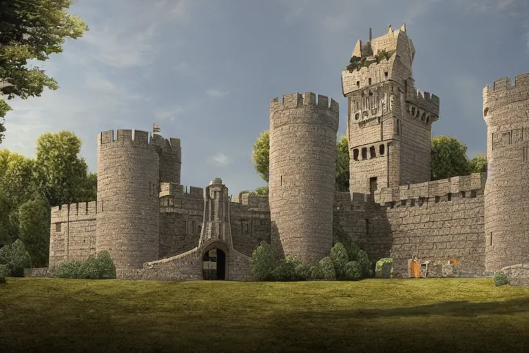 Image similar to a rendered completed castle