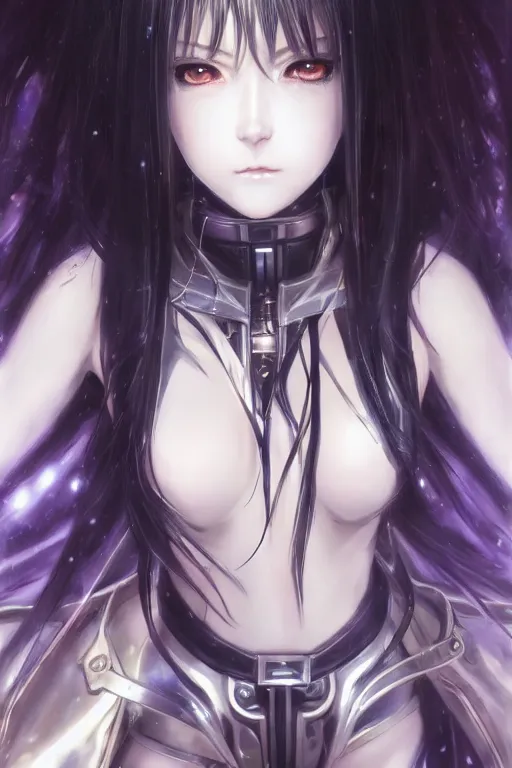 Image similar to portrait Anime girl in cyberpunk trinity blood armor, cute-fine-face, black-hair pretty face, realistic shaded Perfect face, fine details. Anime. realistic shaded lighting by Ilya Kuvshinov katsuhiro otomo ghost-in-the-shell, magali villeneuve, artgerm, rutkowski, WLOP Jeremy Lipkin and Giuseppe Dangelico Pino and Michael Garmash and Rob Rey and Yoshitaka Amano and Thores Shibamoto