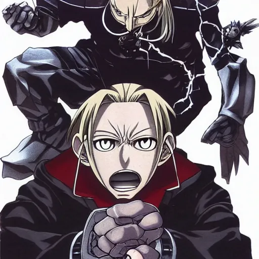 Image similar to greed. full metal alchemist. by yoshitaka amano.