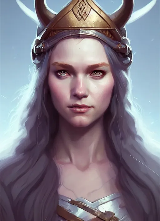 Image similar to pretty viking princess, portrait, art by artgerm and greg rutkowski and magali villeneuve, d & d, fantasy, highly detailed, portrait, digital painting, trending on artstation, concept art, sharp focus, illustration